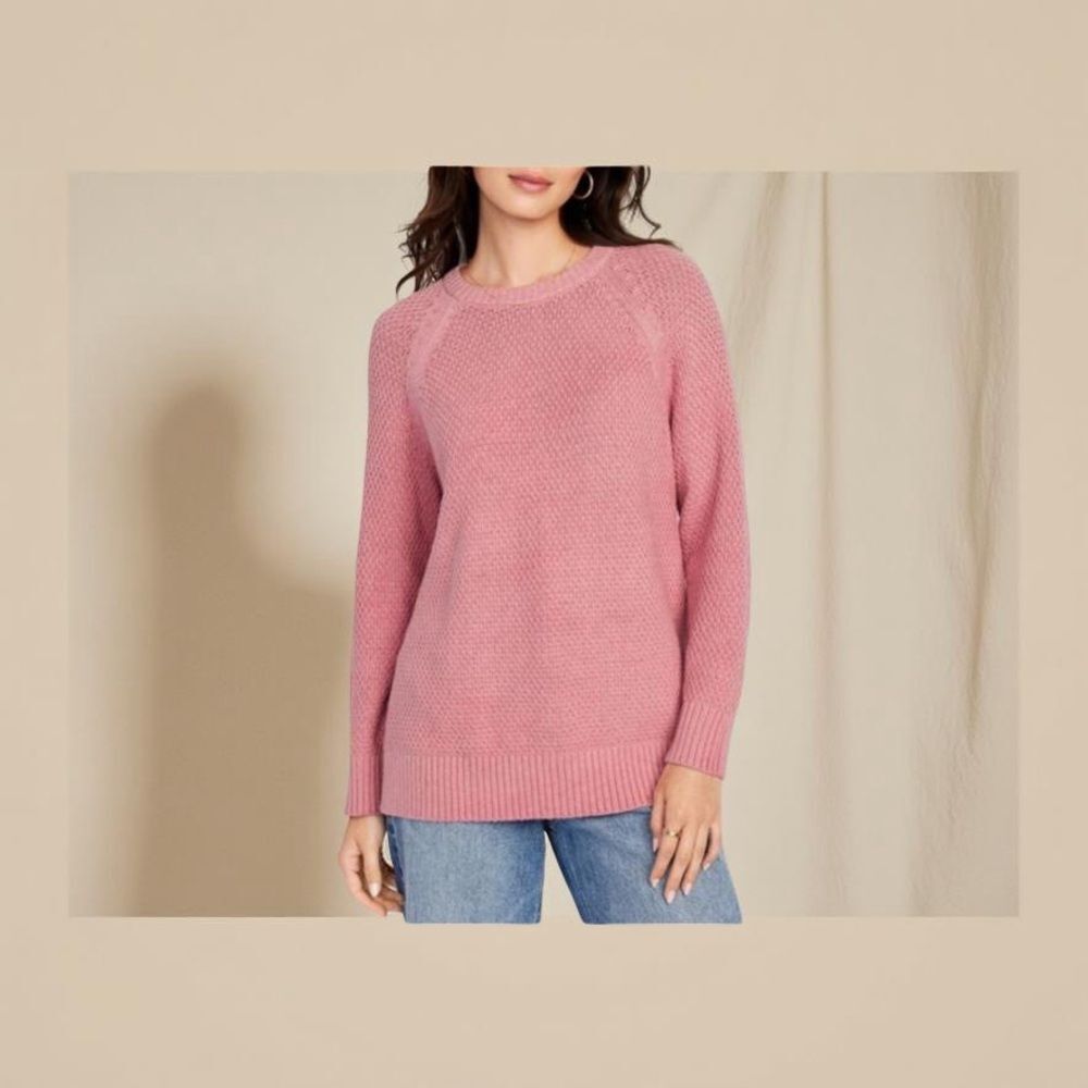 OLD NAVY Pink Oversized Fit Soft Cotton Blend Crewneck Sweater Size Small